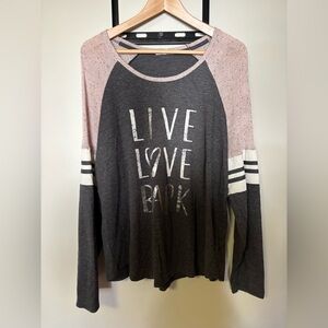 Maurices Charcoal and Blush Long Sleeve Top